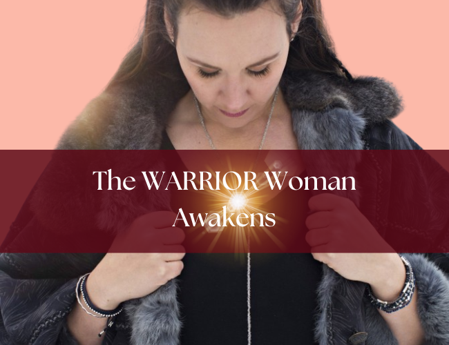 Karna Liv Nau is in a fur coat looking down and represents the warrior woman awakens